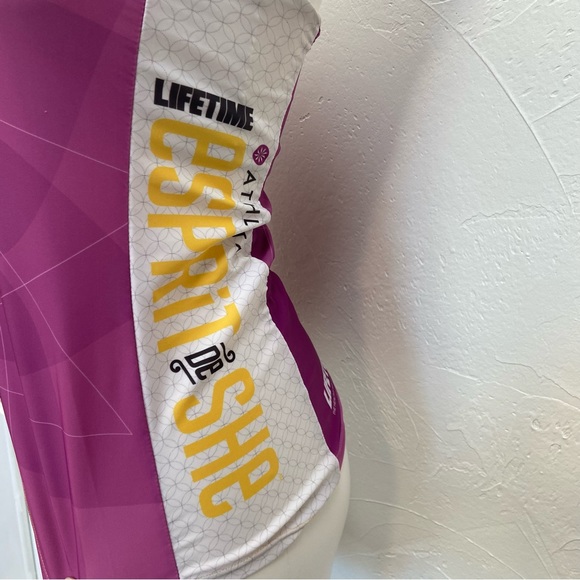 MOXIE CYCLING LIFETIME ATHLETA ESPRIT DE SHE PURPLE WHITE ATHLETIC TANK TOP - Picture 5 of 16